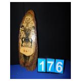 WOOD PIECE WITH DECOUPAGE IMAGE OF LION WITH