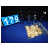 MILK BOTTLES NOLLS DAIRY W/ LIDS