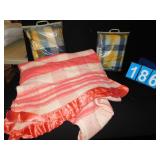 TWO NEW BLANKETS, VINTAGE BLANKET, ETC.