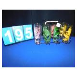 VINTAGE GLASS CADDY WITH 8 ASSORTED FLOWER