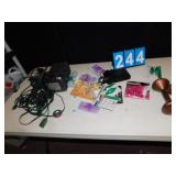 GROUP OF EXTENSION CORDS, LIGHTBULBS, HAND