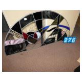ARCH TOP STAINED GLASS WINDOW 57"W 27" H