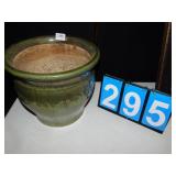 PLANTER GREEN GLAZE FINISH 11" H 12" IN DIAMETER
