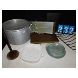 ALUMINUM POT, MEAT THAWER , WARMING TRAY,