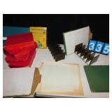 TWO LUCITE OFFICE ORGANIZERS,  GOLDENROD PAPER,