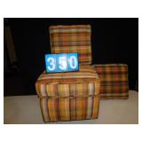 PLAID OTTOMAN ON CASTERS WITH TWO REMOVEABLE