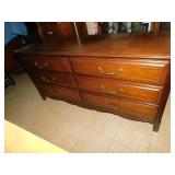 SIX DRAWER WOOD DRESSER 63-1/2 LONG 30-1/2 HIGH