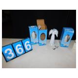 THREE LIGHT UP BATTERY OPERATED ANGELS, BOTTLE OF