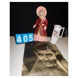 CERAMIC GIRL POSTER ,ANTIQUE PITCHER