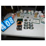 CUPS, CANDLE HOLDER, TIN MOLDS, ETC.