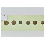 6 BRITISH UK BUTTONS INCLUDING USUAL ROUND