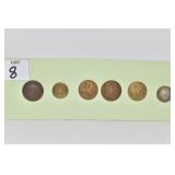 6 BRITISH UK BUTTONS INCL. QUEENS D.Y. OWN