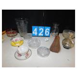 LIGHTHOUSE STOPPER, CRANBERRY DISH, BROOM, ROYAL