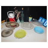 FOLDING SERVING DISH SILVERPLATE, FOSTORIA BOWL,