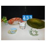 LARGE LEAF GLASS BOWL, COVERED BOX, VASE, FLOWER