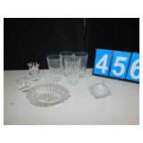 10 ROOSTER TOOTHPICKS, 12 WATER GLASSES, HAND