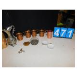 COPPER MUGS, ITALY PITCHER, ELGIN AMERICAN