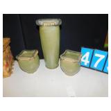 THREE VASE - 14" TALL - GREEN