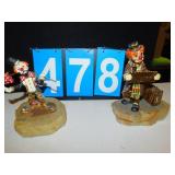 CLOWNS, CAST ON ALABASTER BASES, SIGNED RON 81,