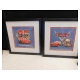 "CARS" PICTURES FRAMED 13.25" X 13.25"