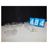 CREAMER SUGAR SETS, CUT GLASS PITCHER, BOWL, ETC