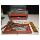 TOOL BOX, RIDGID PIPE WRENCH, PLIERS, WRENCHES,