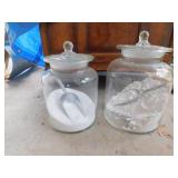 2 COVERED JARS FOR FLOUR & SUGAR
