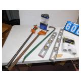 CLAMPS, LEVELS, PAINT ROLLERS, PRY BAR, LANTERN