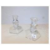 VAL ST. LAMBERT CANDLE STICKS 5" H