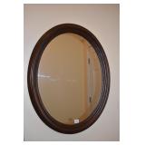 OVAL MIRROR WOOD FRAME CHERRY WOOD 35" X 27"