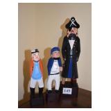 WOOD FIGURES (2) 8", (1) 12"