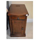 CHERRY SIDE TABLE W/ DOOR ON BACK FOR WIRES TO