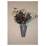 16" H TIN W/ ARTIFICIAL FLOWERS
