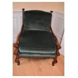 MARGE CARSON OAK OVERSIZE ARMCHAIR GREEN VELVET