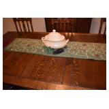 TABLE RUNNER AND POTTERY BARN SOUP TUREEN