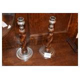 6" H WOOD CENTER CHROME BASE/TOP CANDLE HOLDERS