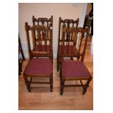 OAK CARVED DINING CHAIRS 42" H X 17" W SEATS X 16