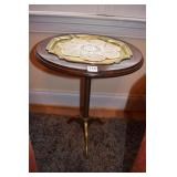 21" H - 18" ROUND BRASS INSET TABLE W/ BRASS FEET