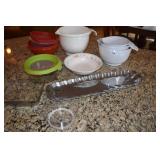 MEASURING BOWLS, FOOD STORAGE, PEWTER TRAY