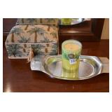 CANDLE METAL KENSINGTON, PALM TREE BOX, CANDLE