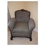 CARVED ANTIQUE CHAIR 35" H X 34" W X 27" D VERY