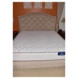 KING TUFTED CREAM HEADBOARD 58" H W/ FOOTBOARD