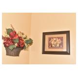 FRAMED FLOWER PRINT AND BASKET
