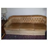 TUFTED BACK 90" SOFA GOLDTONE