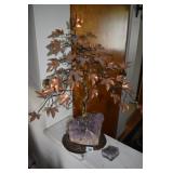 PURPLE AMETHYST BASE & COPPER LEAF W/ METAL TREE