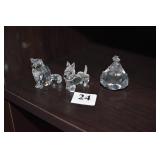 3 SWAROVSKI FIGURES, DOG, X-MAS TREE, CAT