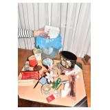 STENCILED PENCIL HOLDER, WASTE CAN, PARKER PEN