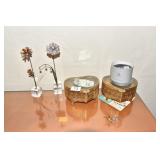 TWO HEART SHAPE METAL BOXES, PRECIOSA CRYSTAL