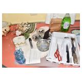 CRACKLE GLASS, CARLTON BEACH ASH TRAY ETC.