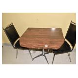 DROP SIDE TABLE AND 2 RETRO CHAIRS 30" X 17"